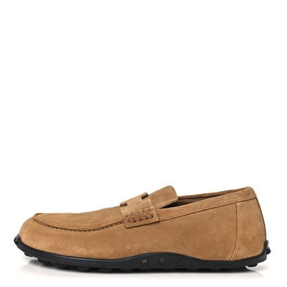 Hermes Suede Calfskin Womens Lazy Loafers 37 Brune Fume 1 of 10