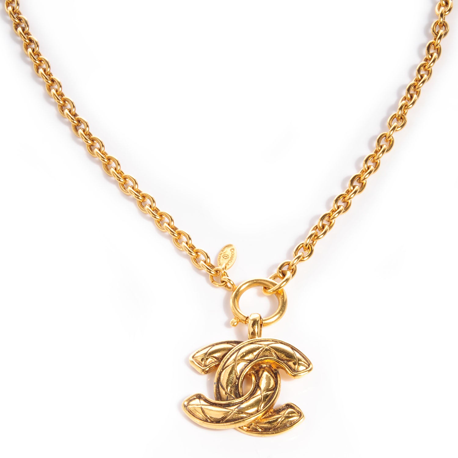 Chanel Quilted CC Long Necklace Gold 1 of 4