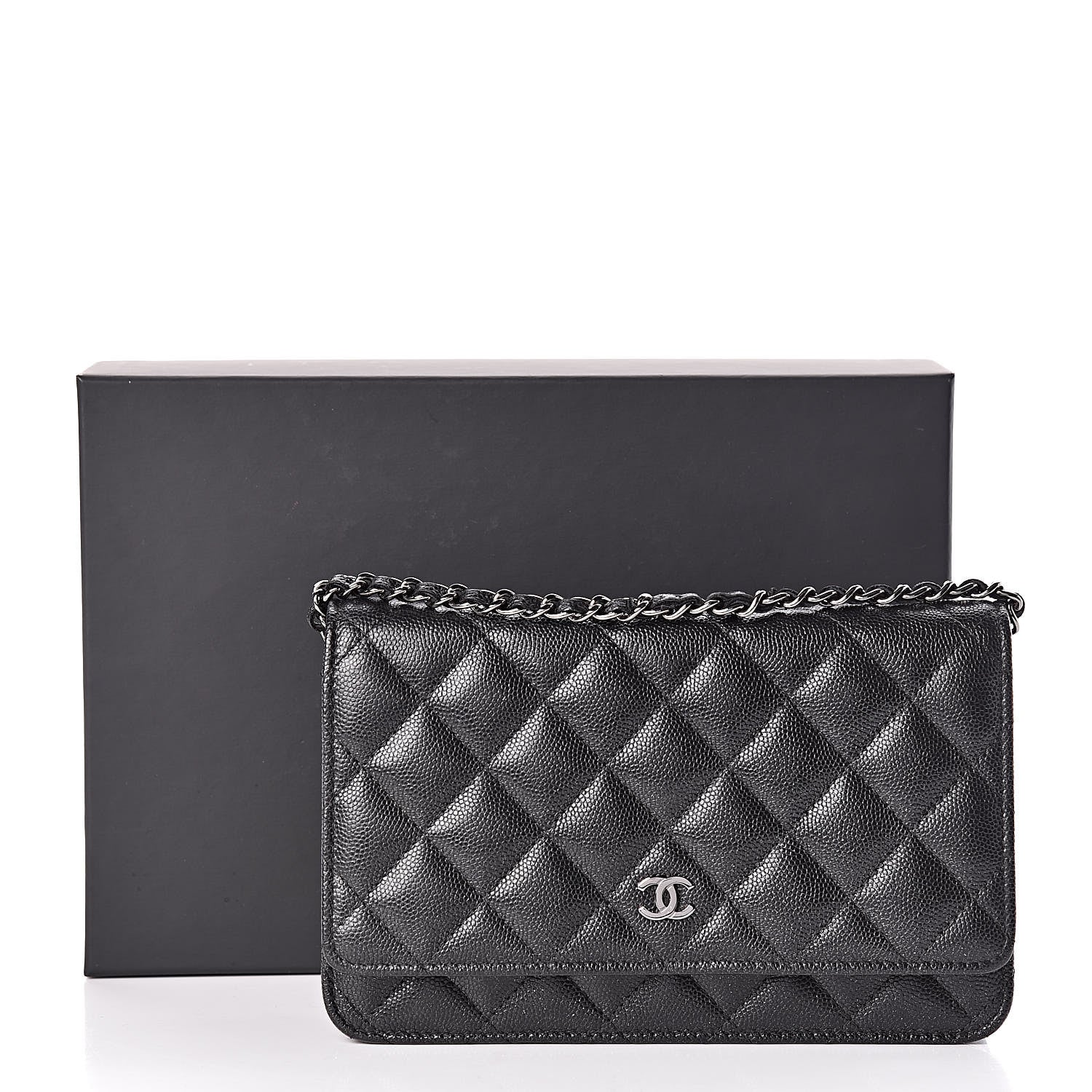 Chanel Iridescent Caviar Quilted Wallet On Chain WOC Black 12 of 12