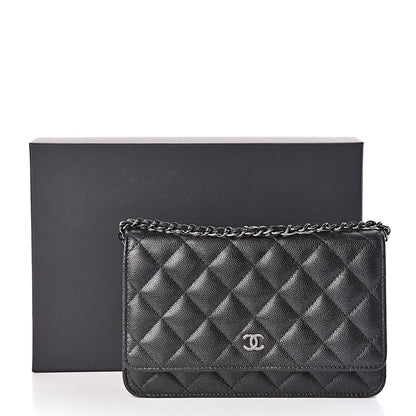 Chanel Iridescent Caviar Quilted Wallet On Chain WOC Black 12 of 12