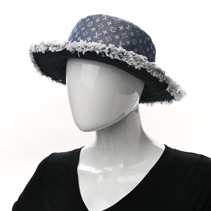 Louis Vuitton Monogram Denim Fringe Bob Bucket Hat M Blue 2 of 10