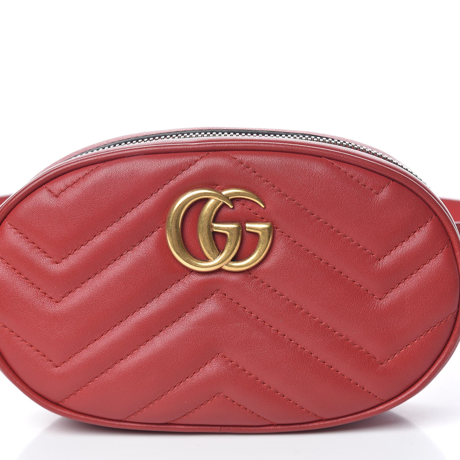 Gucci Calfskin Matelasse GG Marmont Belt Bag 85 34 Hibiscus Red 12 of 13