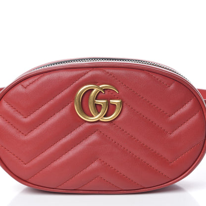 Gucci Calfskin Matelasse GG Marmont Belt Bag 85 34 Hibiscus Red 12 of 13