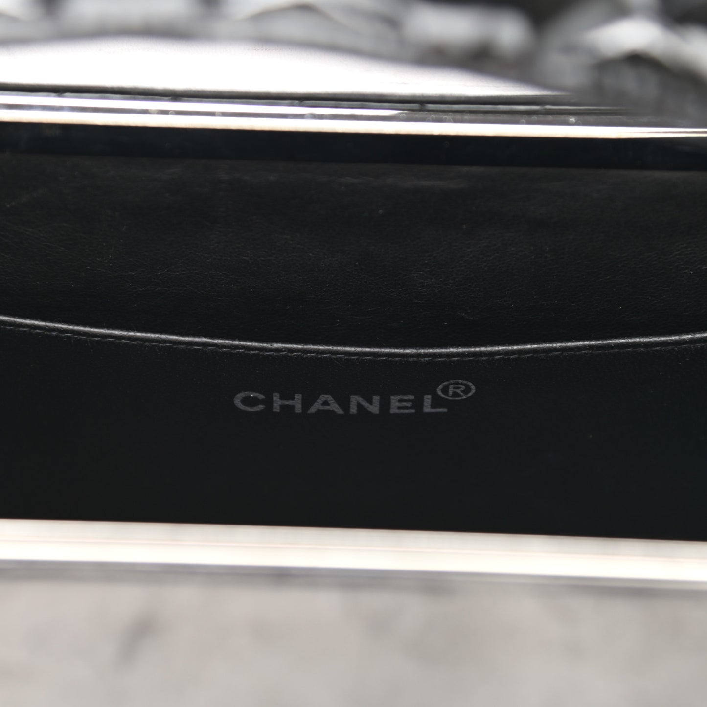 Patent Quilted Vanity Clutch Black