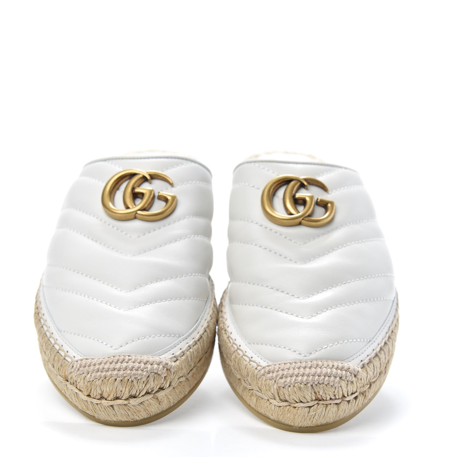 Gucci Nappa Matelasse GG Marmont Espadrille Slippers 38 Great White 5 of 8