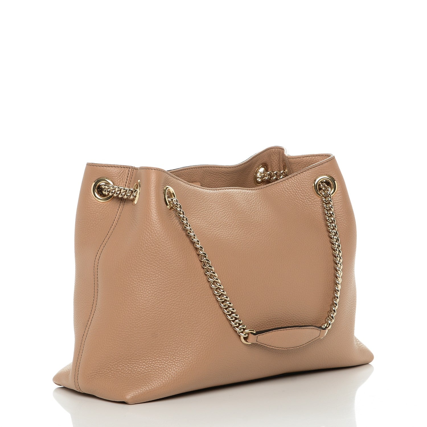 Gucci Pebbled Calfskin Medium Soho Chain Shoulder Bag Rose Beige 3 of 7