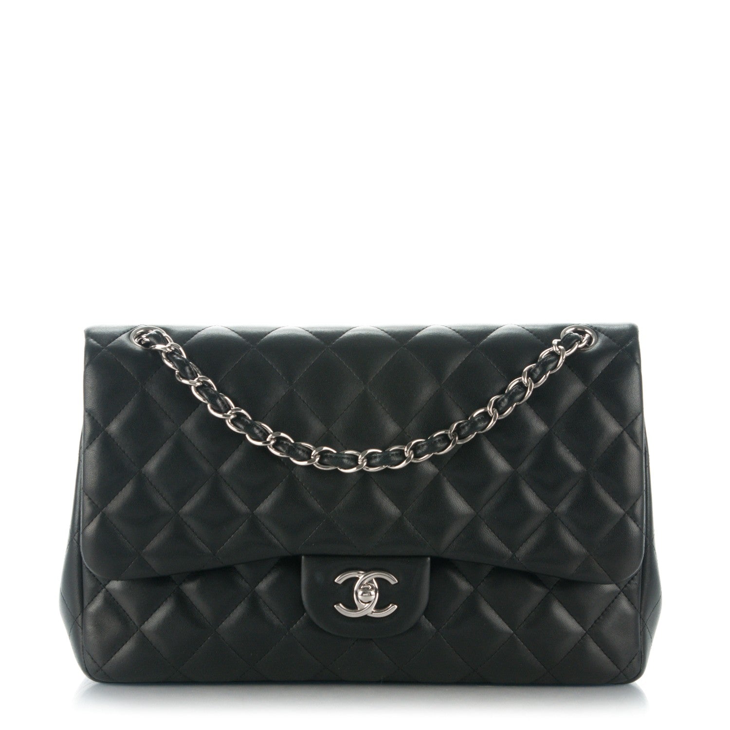 Chanel Lambskin Quilted Jumbo Double Flap Black 1 of 8
