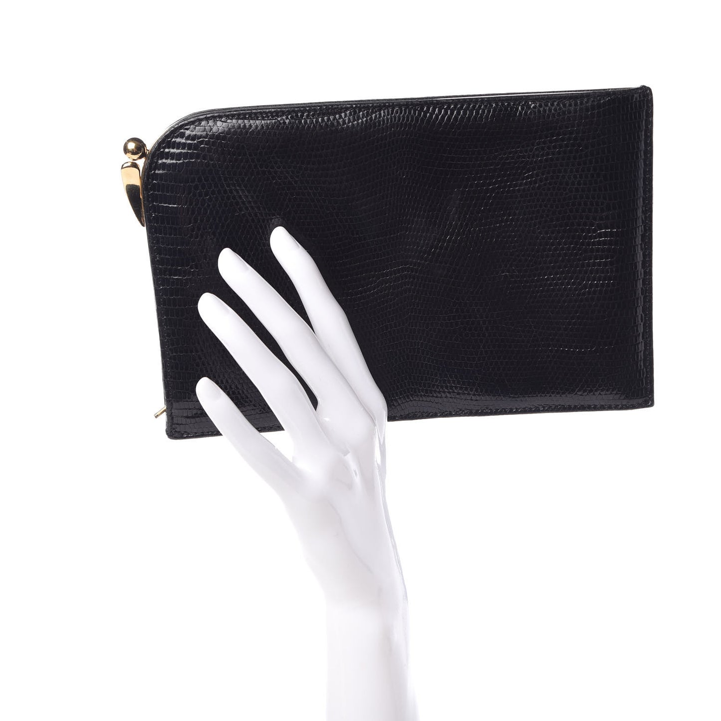 Lizard Crystal Snake Bangle Clutch Black
