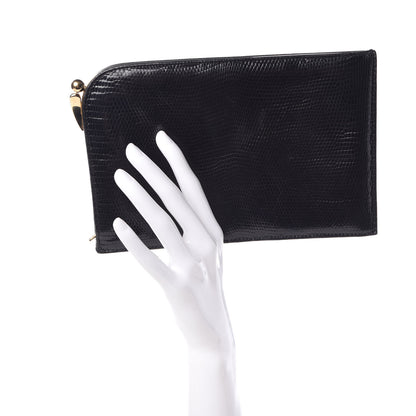 Valentino Garavani Lizard Crystal Snake Bangle Clutch Black 2 of 15