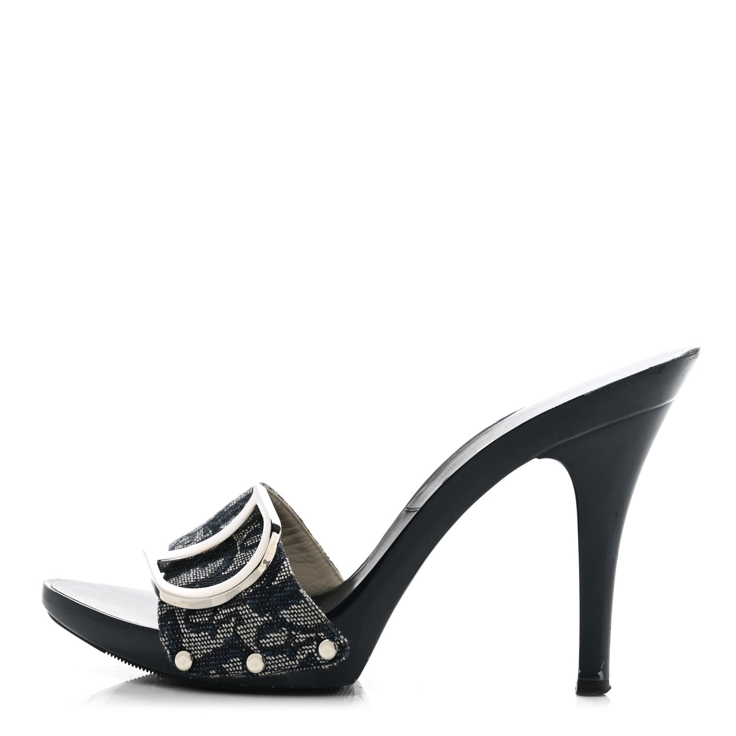 Canvas Monogram Sandals 36 Blue Marine