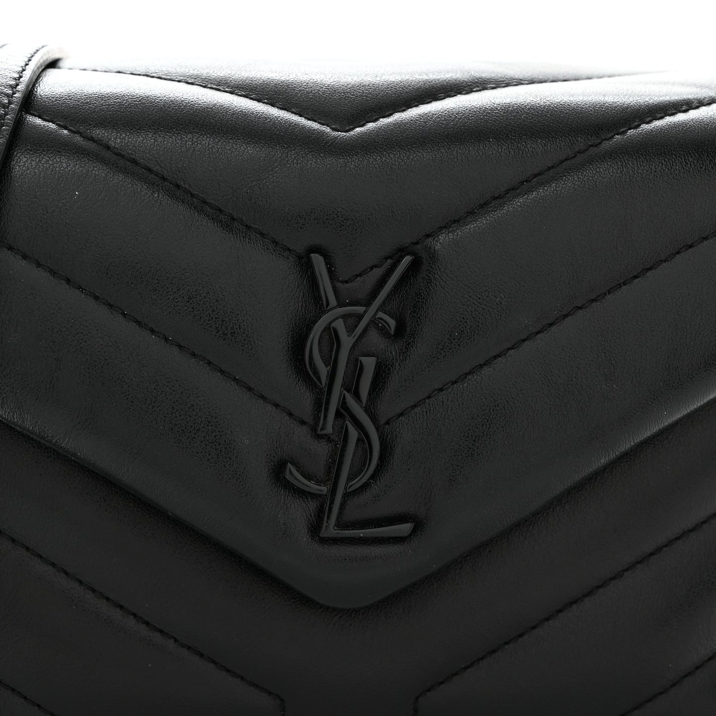 Calfskin Y Quilted Monogram Toy Loulou Crossbody Bag Black