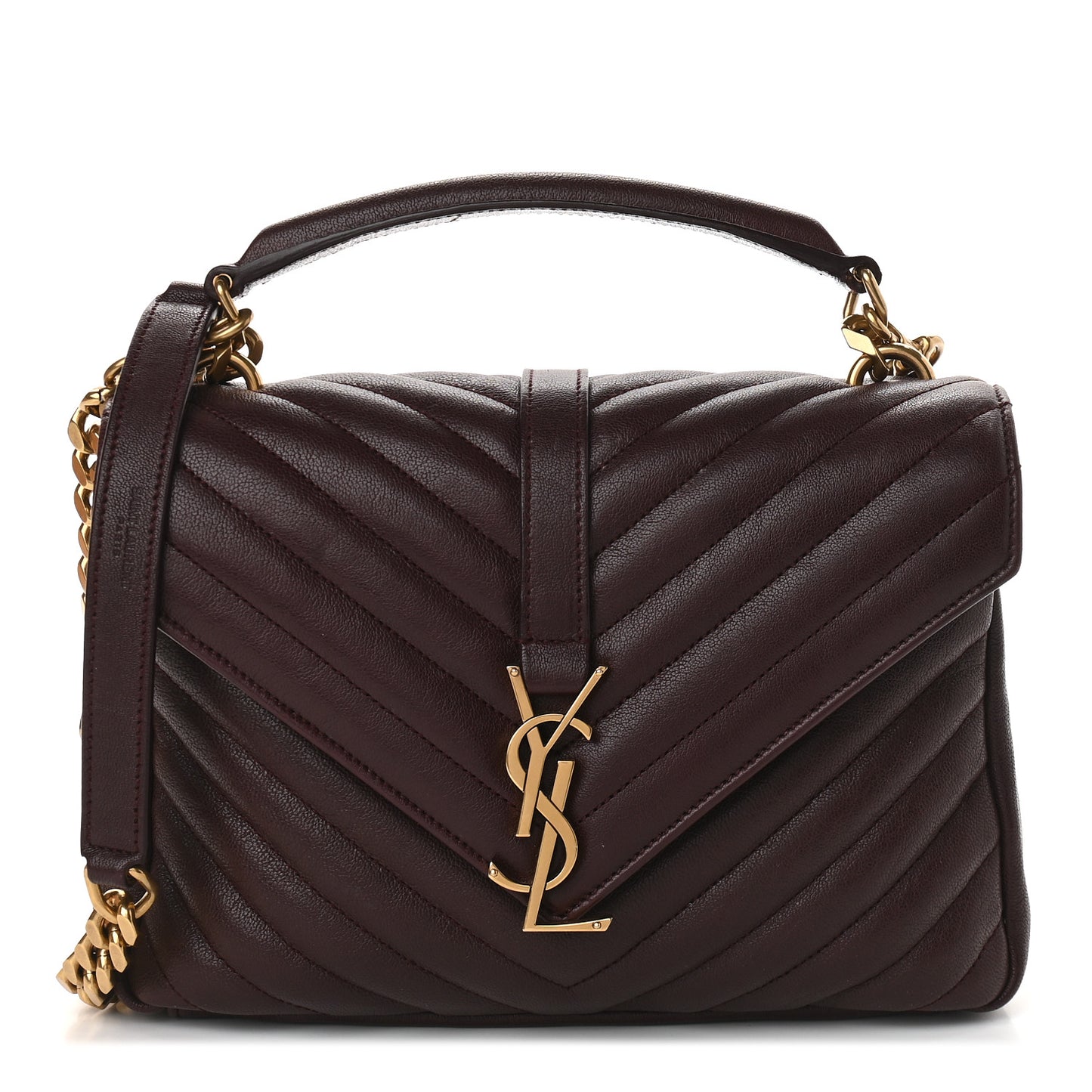 Sheepskin Matelasse Chevron Monogram Medium College Bag Amaranto