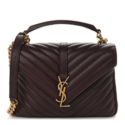 Saint Laurent Sheepskin Matelasse Chevron Monogram Medium College Bag Amaranto 1 of 8