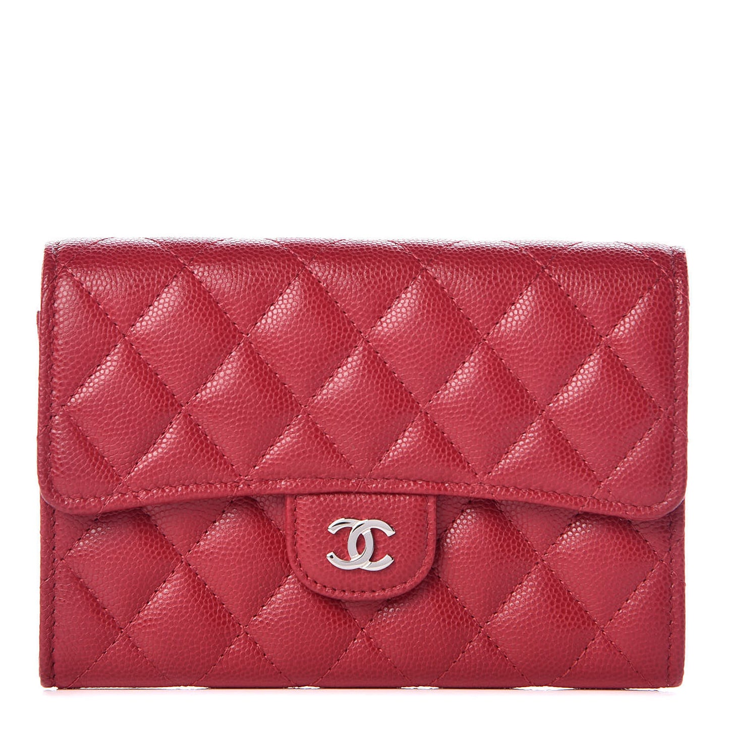 Caviar Quilted Medium Flap Wallet Pink