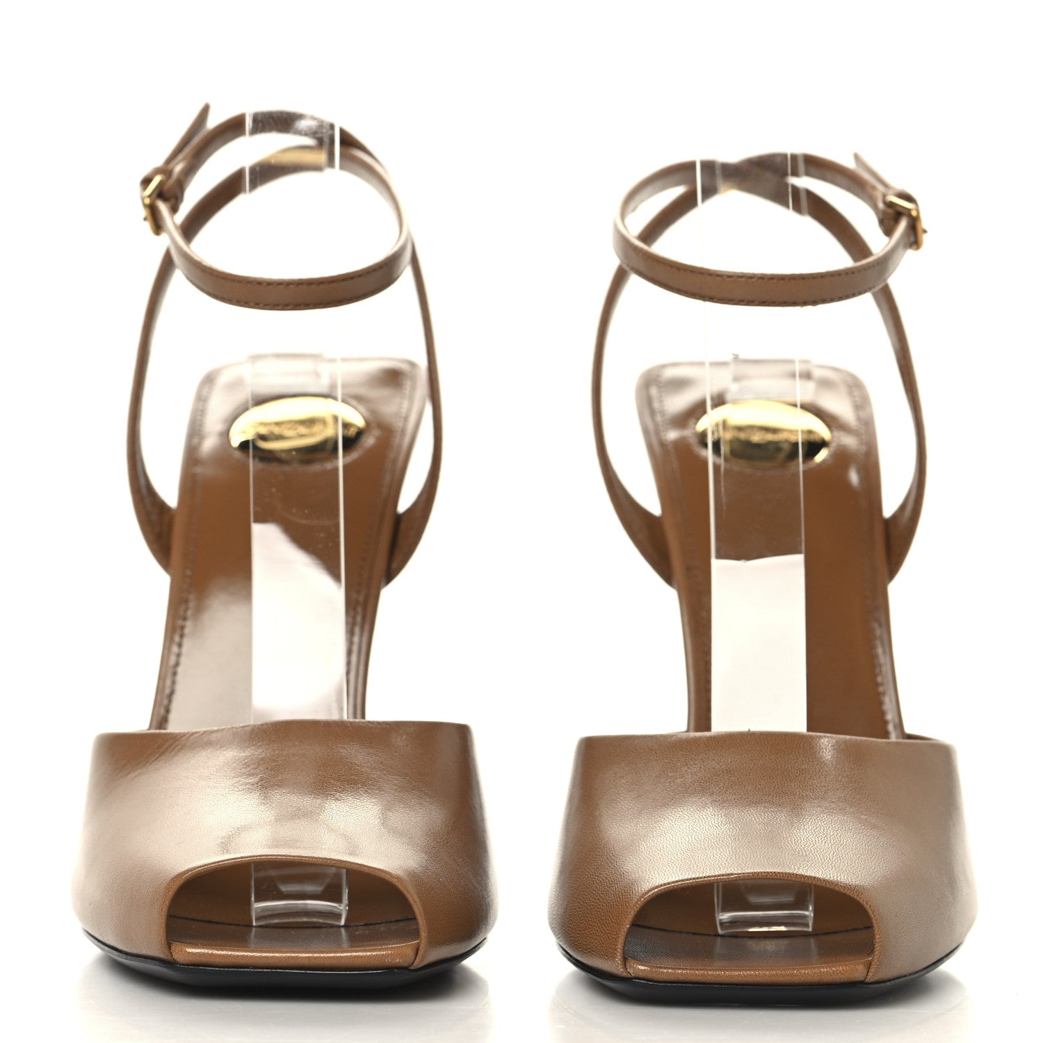 Saint Laurent Smooth Calfskin La Scandale 110 Sandals 38 Dark Macadamia 3 of 10