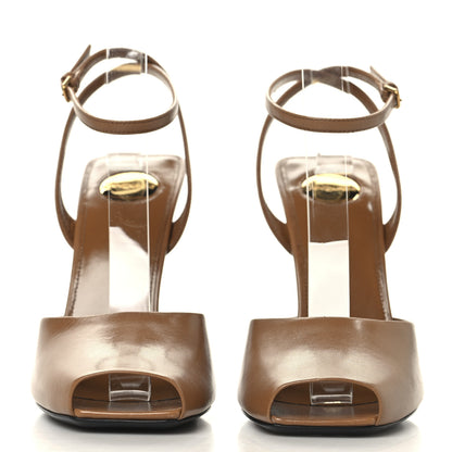 Saint Laurent Smooth Calfskin La Scandale 110 Sandals 38 Dark Macadamia 3 of 10