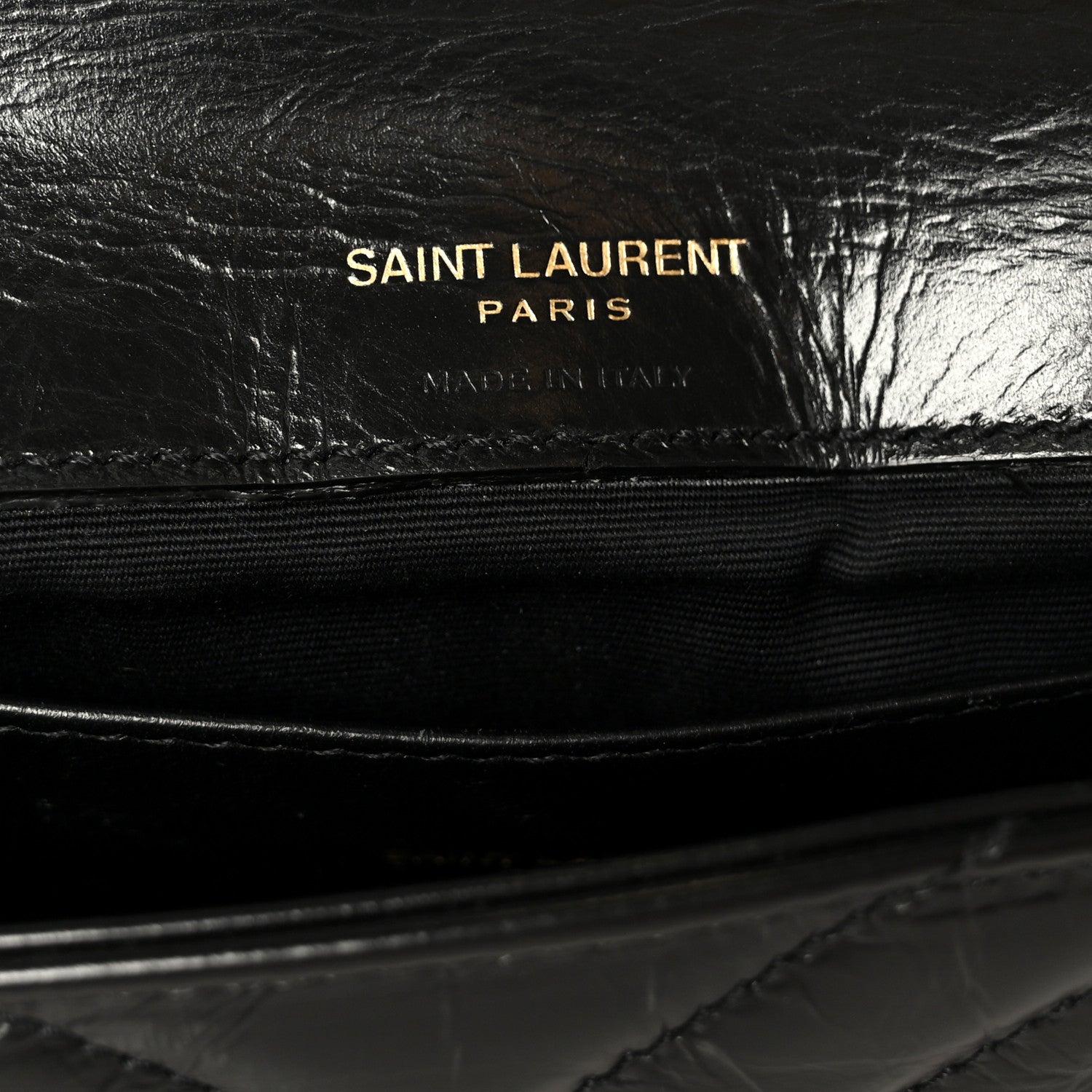 Saint Laurent Shiny Calfskin Matelasse Chevron Monogram Mini College Bag Black 6 of 11