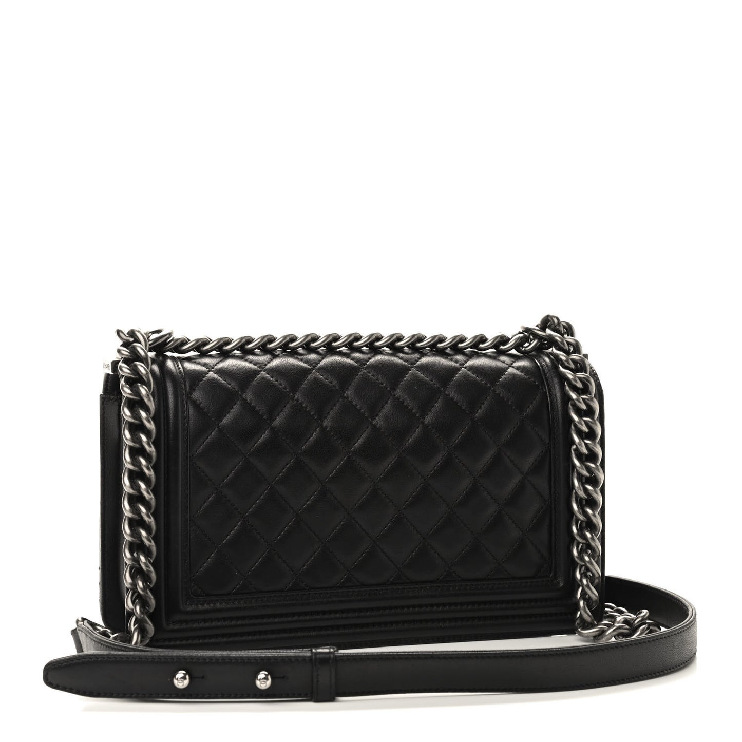 Lambskin Quilted Medium Boy Flap Black