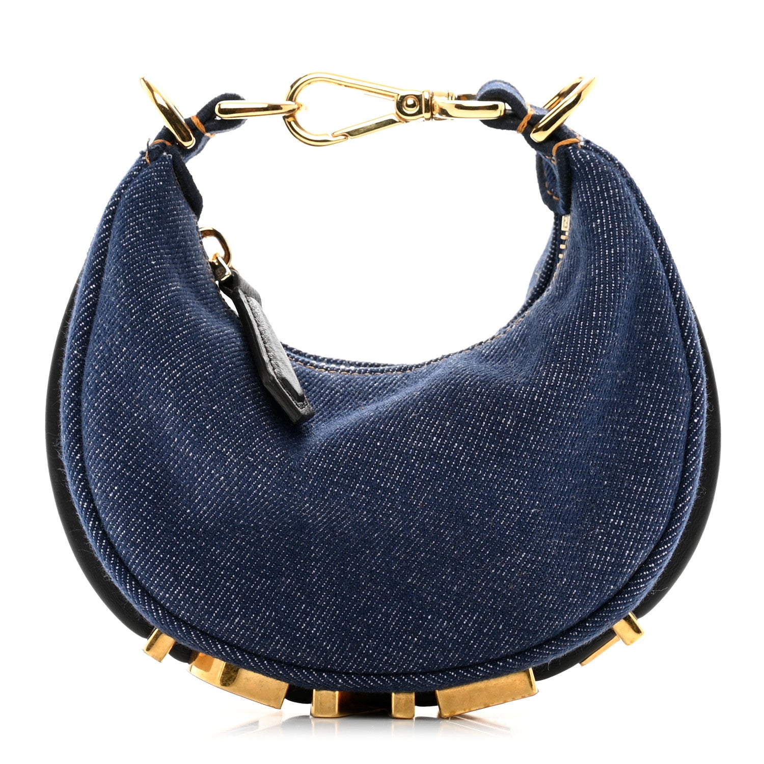 Fendi Denim Shiny Nappa Nano Fendigraphy Hobo Charm Blue Moro 1 of 10