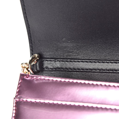 Christian Dior Metallic Patent Micro-Cannage Diorama Wallet on Chain Pouch Pink 9 of 9