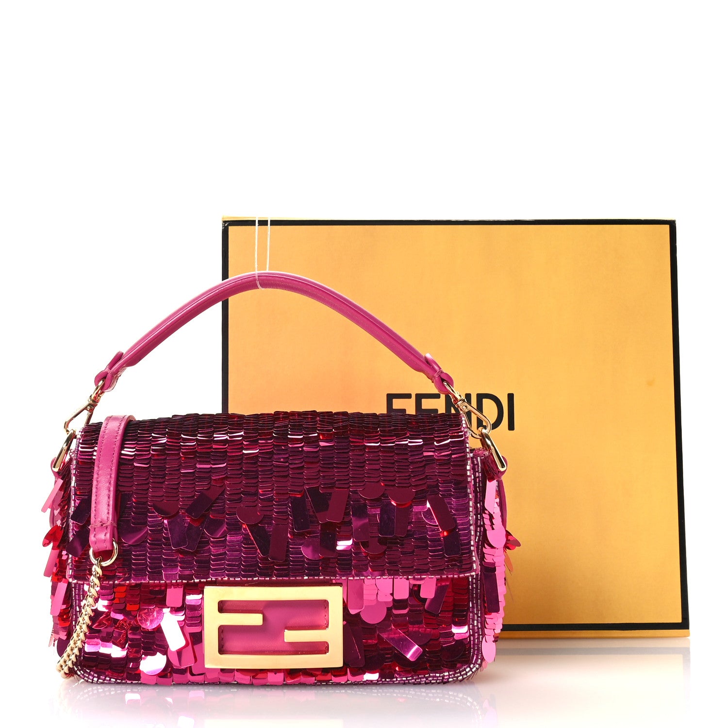 Fendi Sequin Paillettes Vitello Grace Sex and the City Mini Baguette Ciclamino Pilar 11 of 13