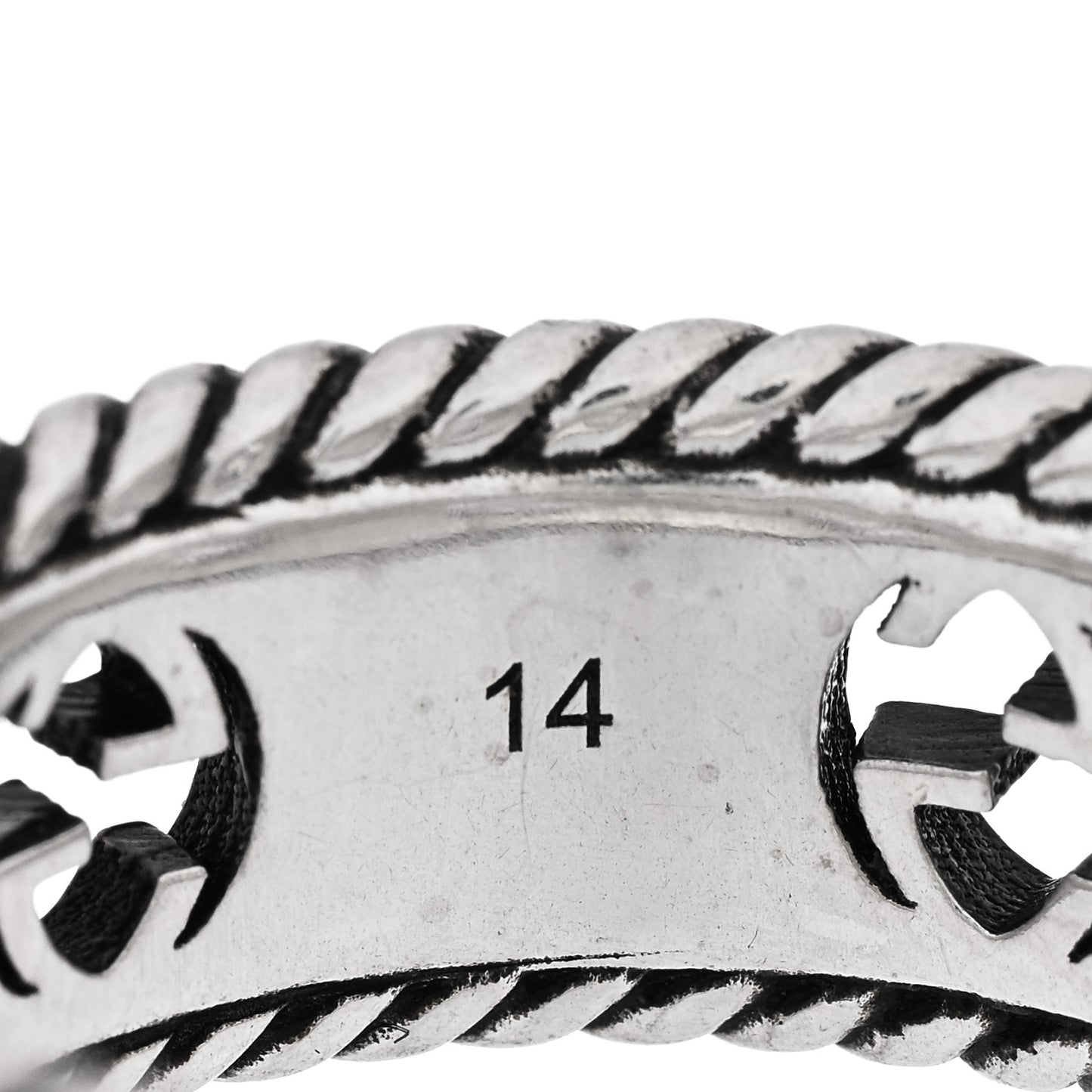 Sterling Silver Interlocking G Flower Ring 56 7.5