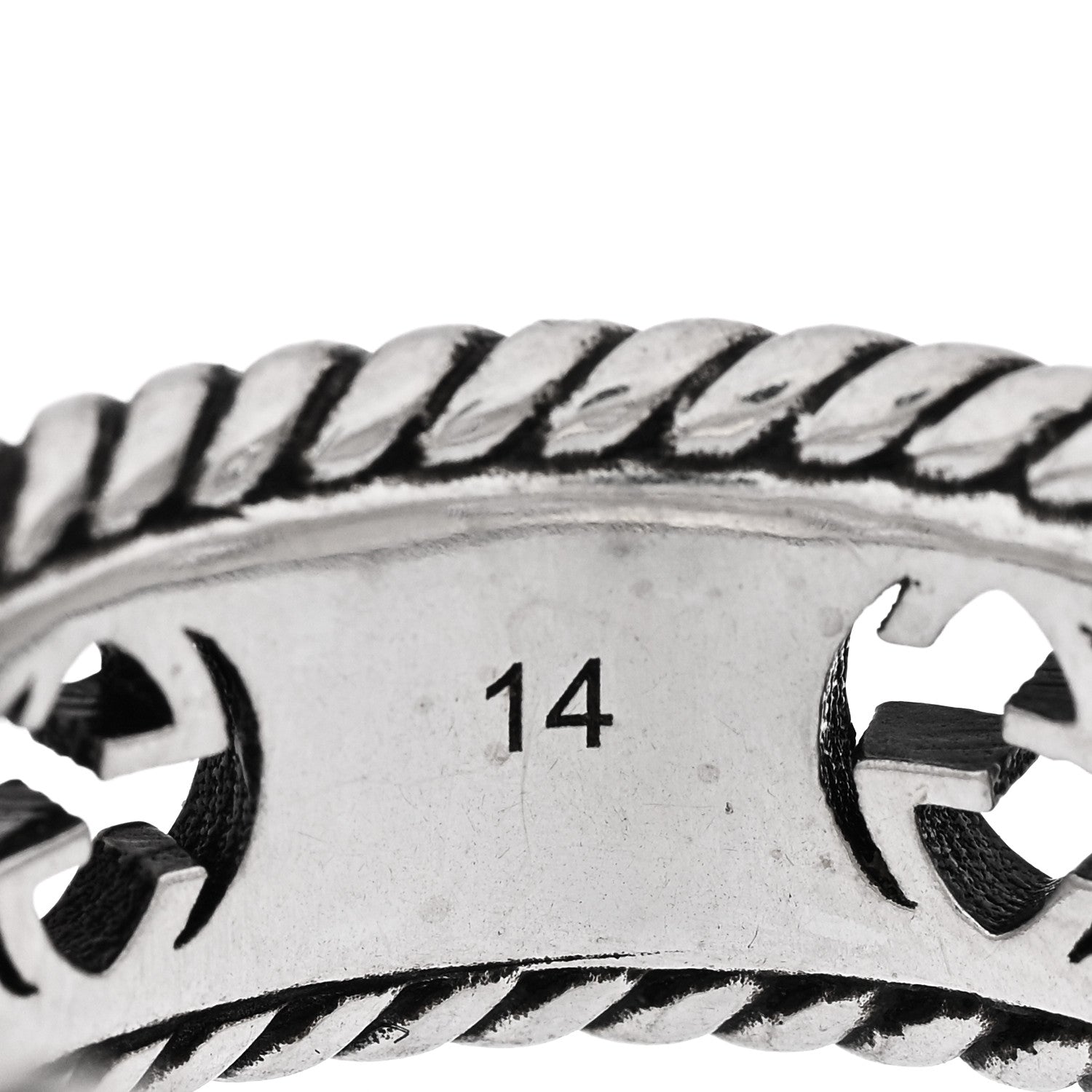 Gucci Sterling Silver Interlocking G Flower Ring 56 7.5 12 of 13
