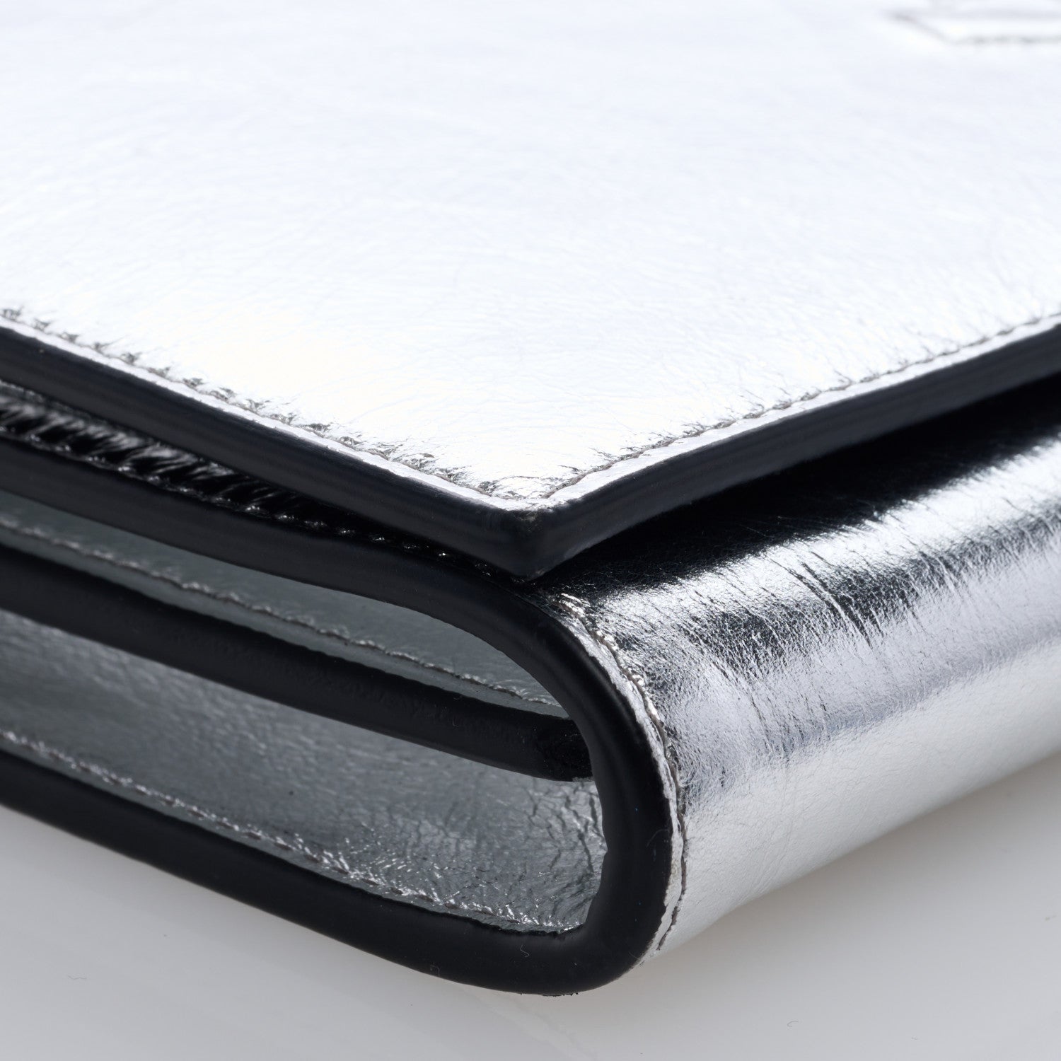 Saint Laurent Metallic Crinkled Calfskin Belle de Jour Chain Clutch Silver 7 of 9