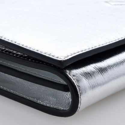 Saint Laurent Metallic Crinkled Calfskin Belle de Jour Chain Clutch Silver 7 of 9