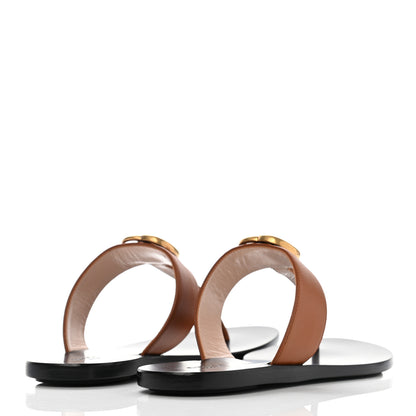 Gucci Calfskin GG Marmont Thong Sandals 37 Cognac 4 of 7