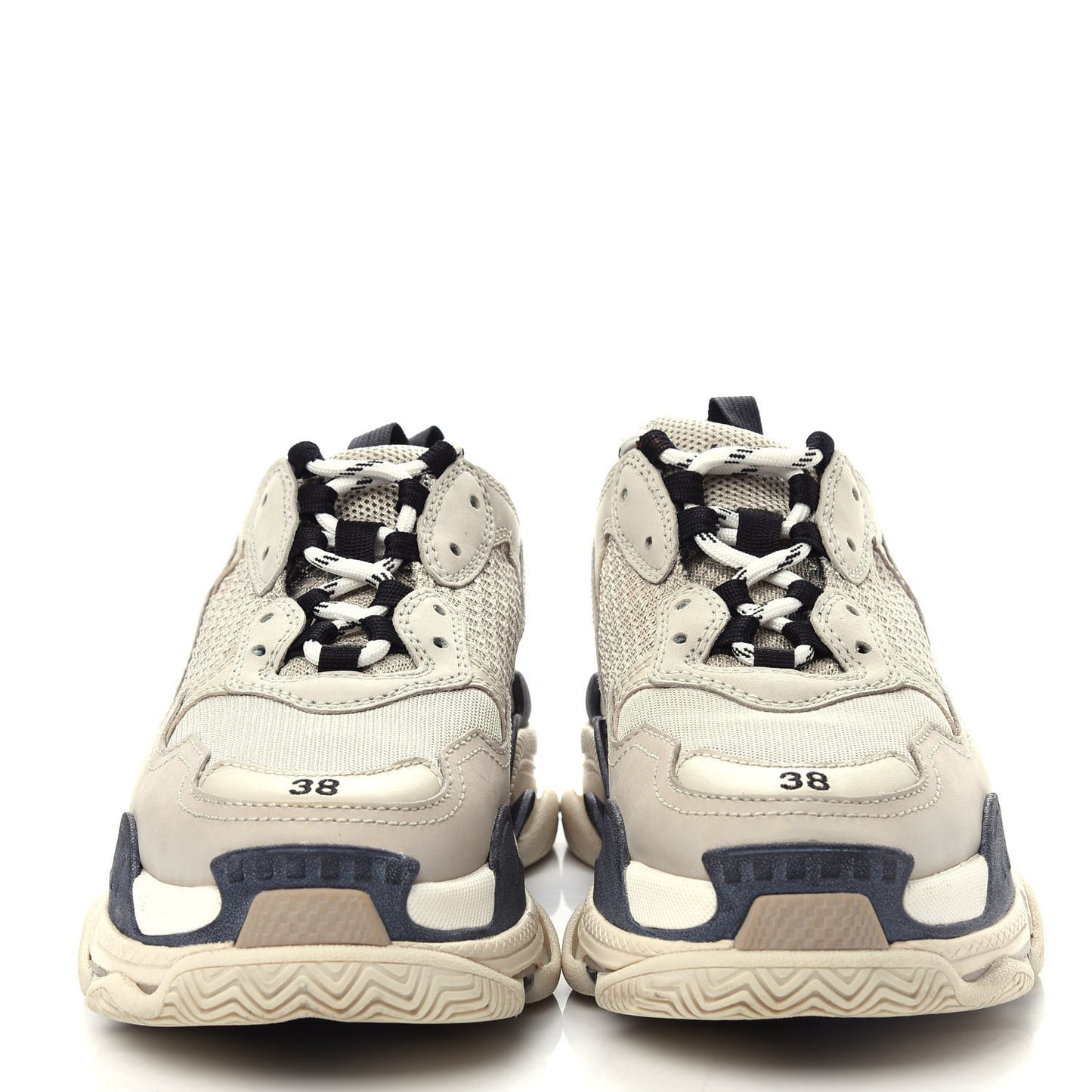 Fabric Mesh Womens Triple S Sneakers 38 Beige Black