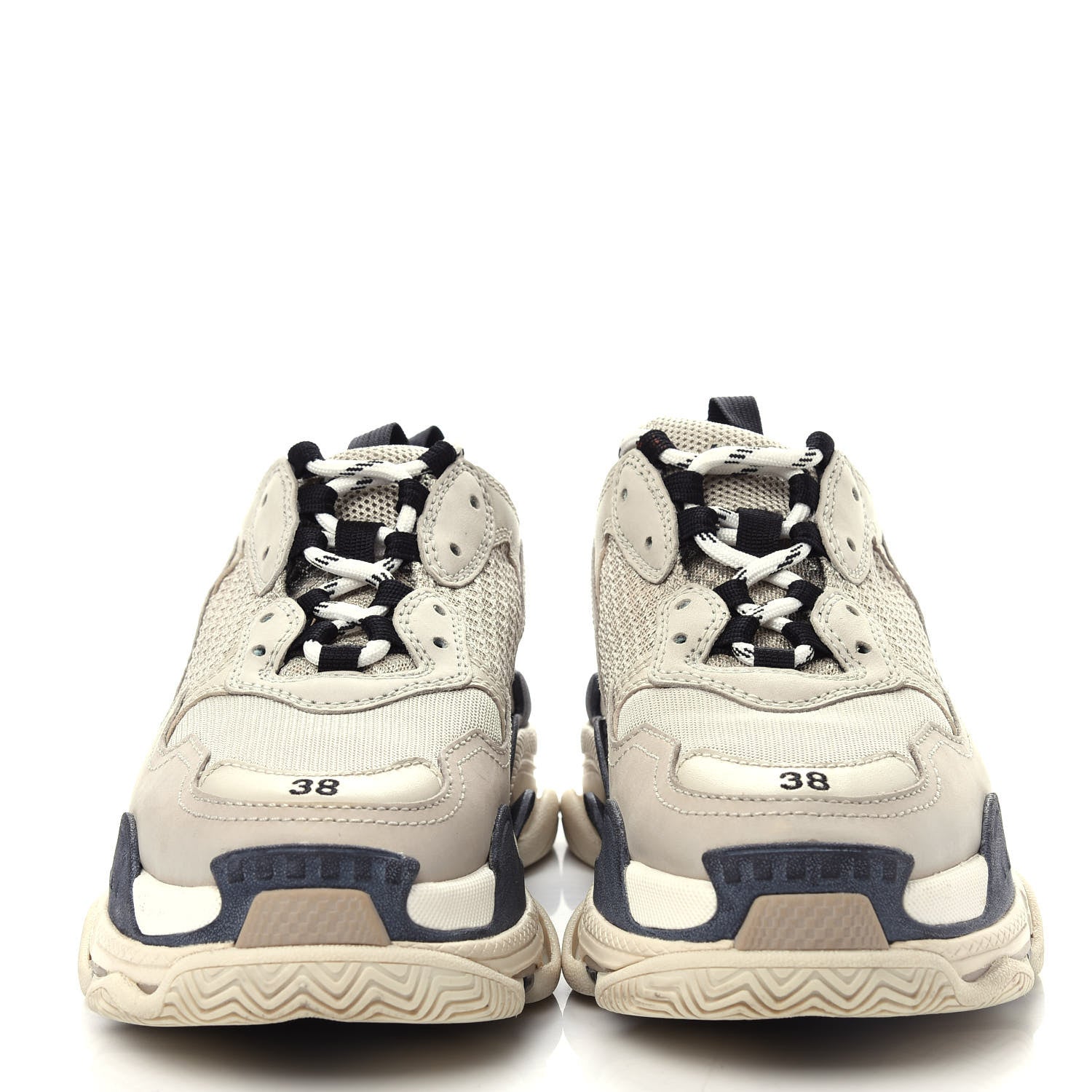 Balenciaga Fabric Mesh Womens Triple S Sneakers 38 Beige Black 5 of 10