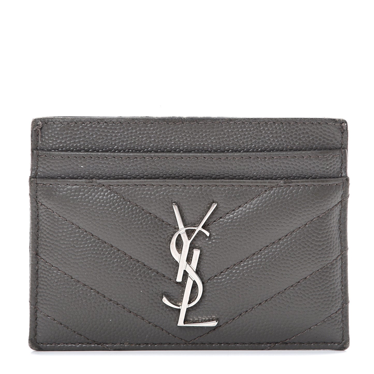 Grain De Poudre Matelasse Chevron Monogram Card Case Coal