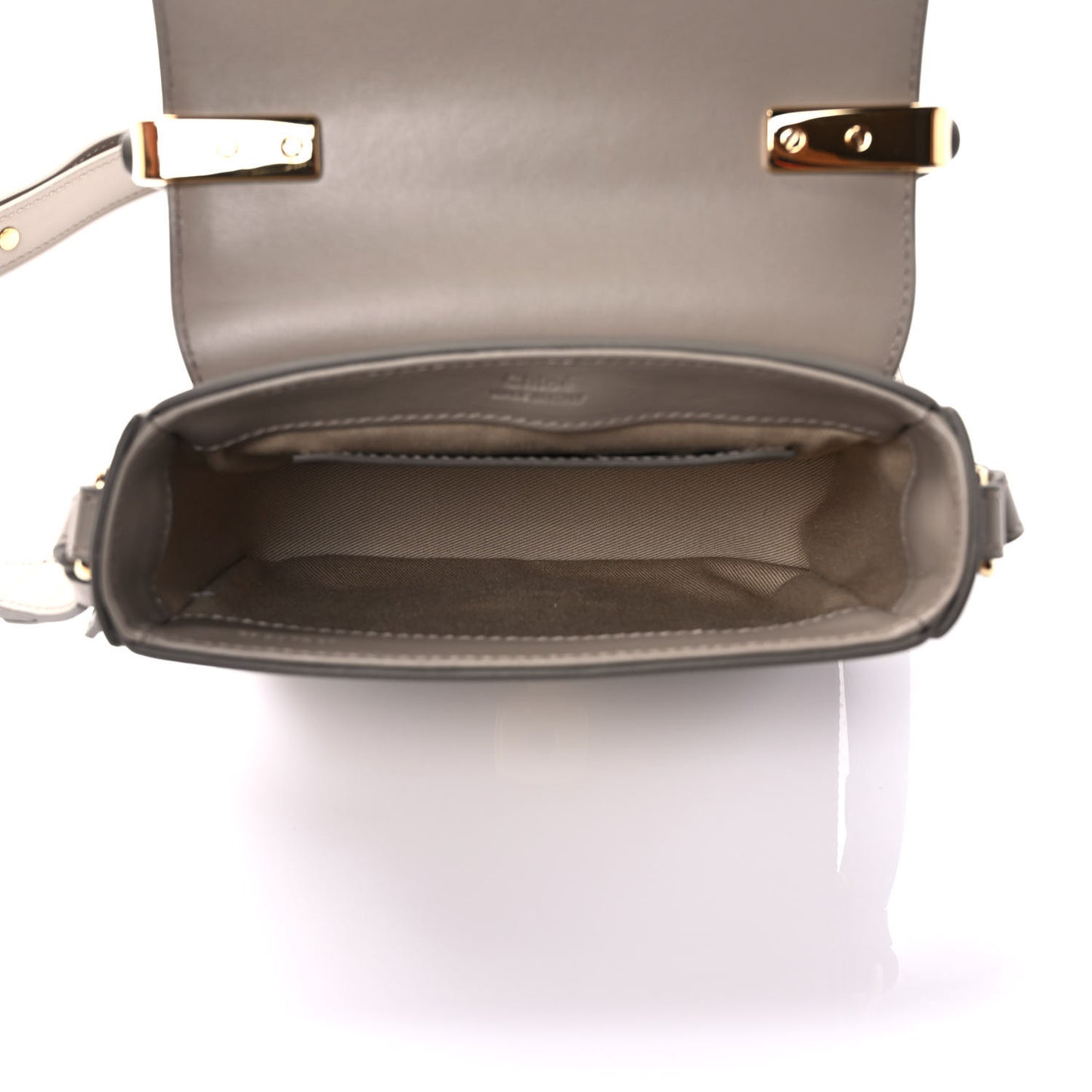 Shiny Calfskin Suede Mini C Double Carry Motty Grey