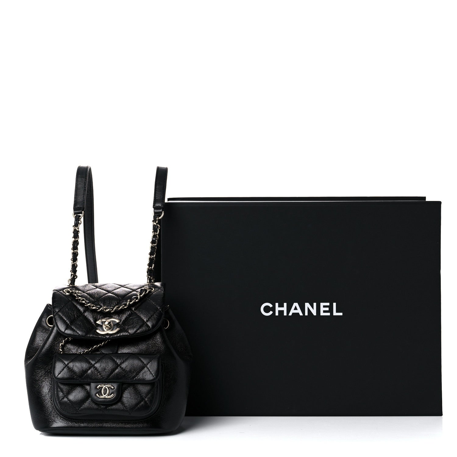 Chanel Glazed Aged Calfskin Quilted Small Duma Drawstring Backpack Black 13 of 13