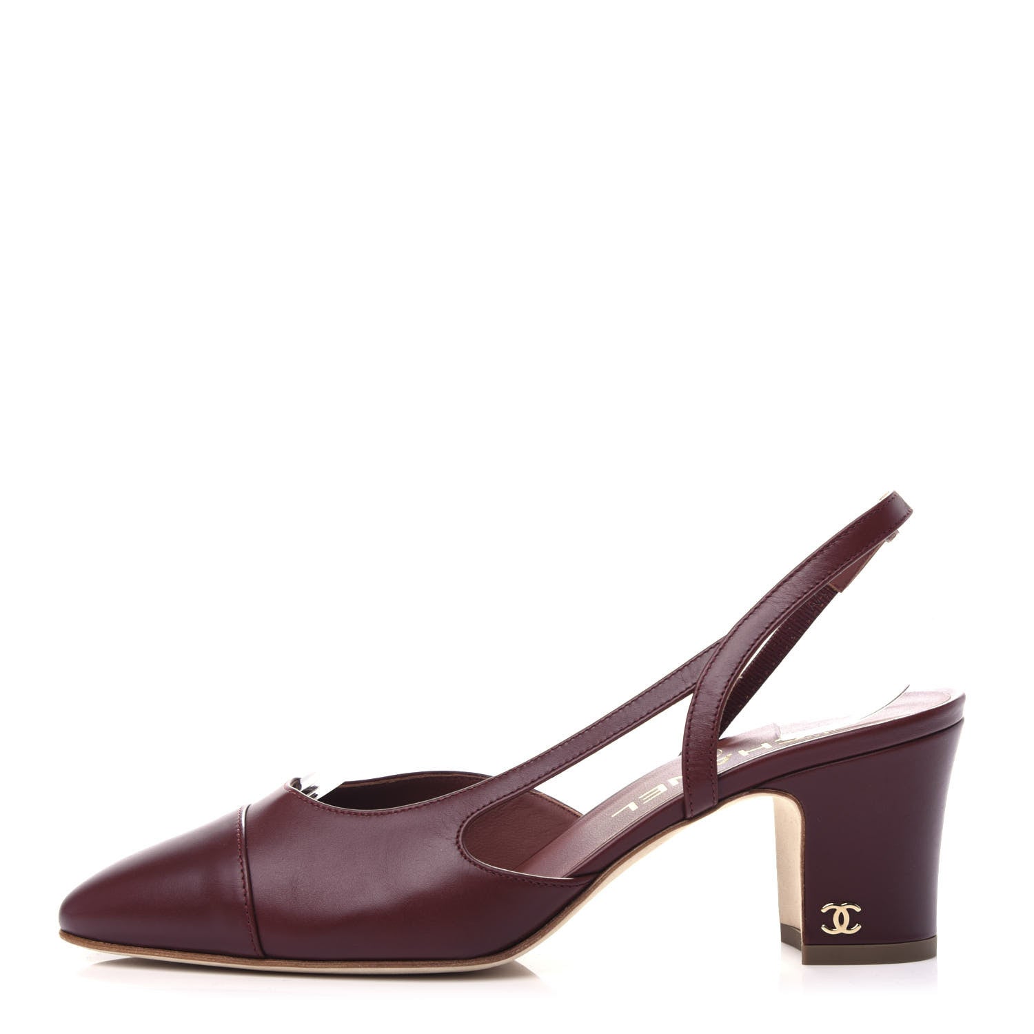 Chanel Calfskin Cap Toe CC Slingback Pumps 37 Brown 1 of 10