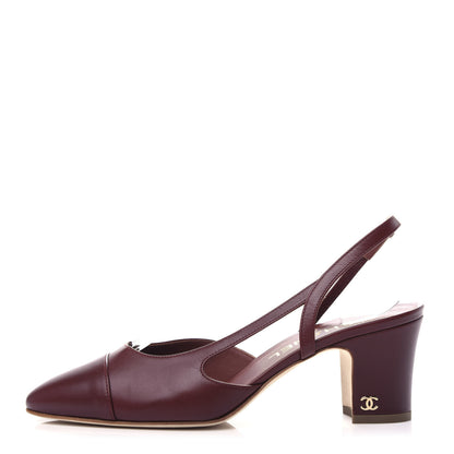 Chanel Calfskin Cap Toe CC Slingback Pumps 37 Brown 1 of 10