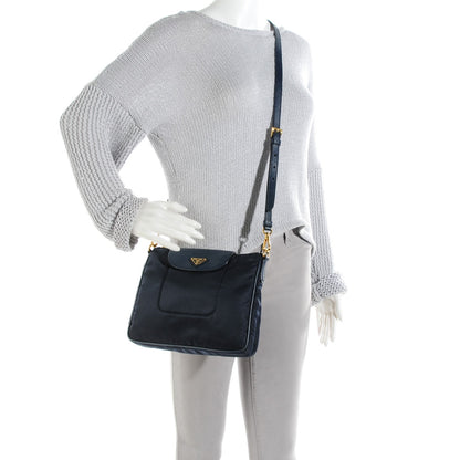 Prada Tessuto Nylon Saffiano Crossbody Bag Blue 2 of 9