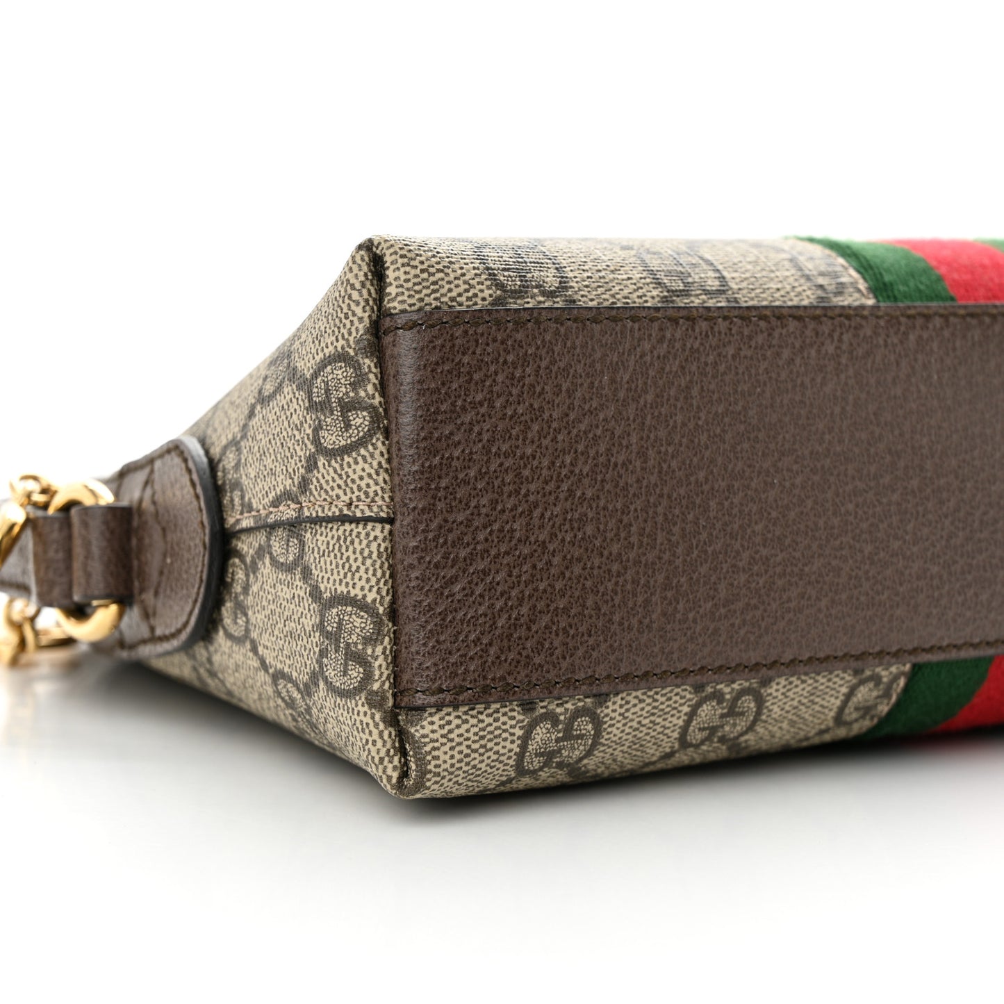 GG Supreme Monogram Textured Dollar Calfskin Web Small Ophidia Dome Shoulder Bag Beige Ebony New Acero