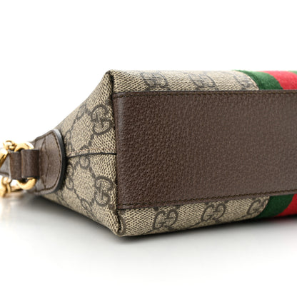 Gucci GG Supreme Monogram Textured Dollar Calfskin Web Small Ophidia Dome Shoulder Bag Beige Ebony New Acero 9 of 10