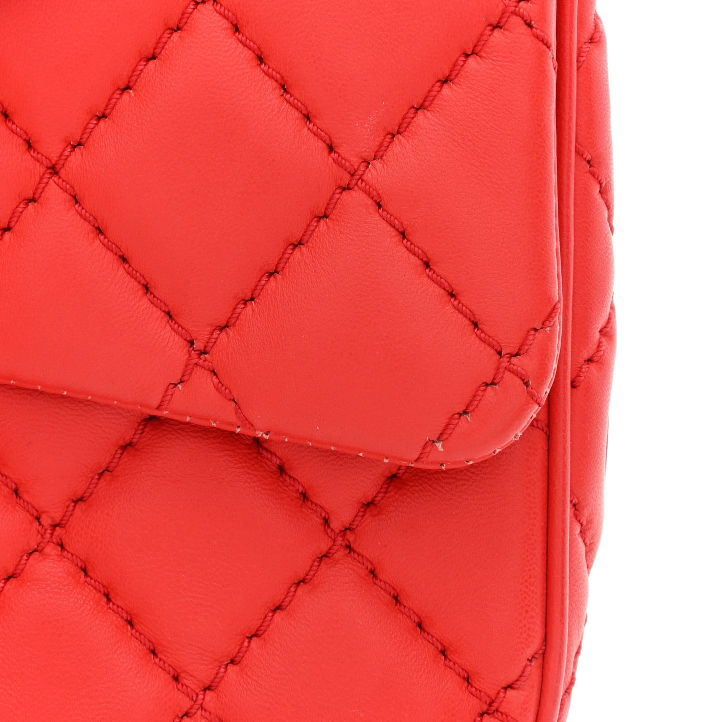Lambskin Quilted Medium Easy Carry Flap Red