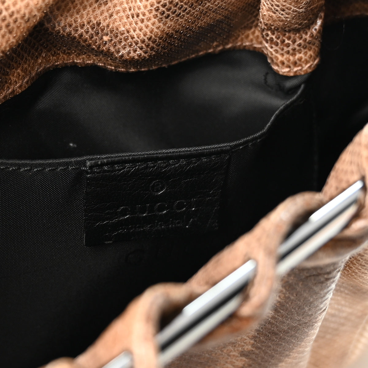 Lizard Frame Shoulder Bag Brown