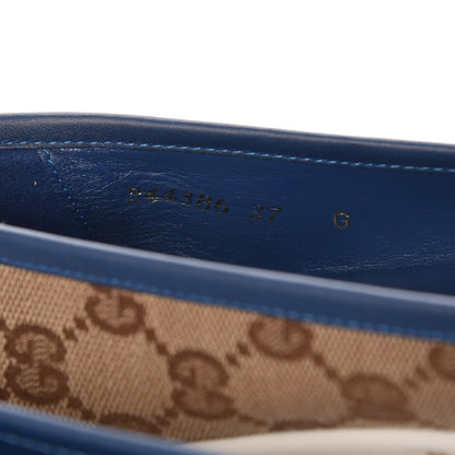 Gucci Monogram Miro Soft Calfskin Ballet Flats 37 Beige Ebony Blue 8 of 9