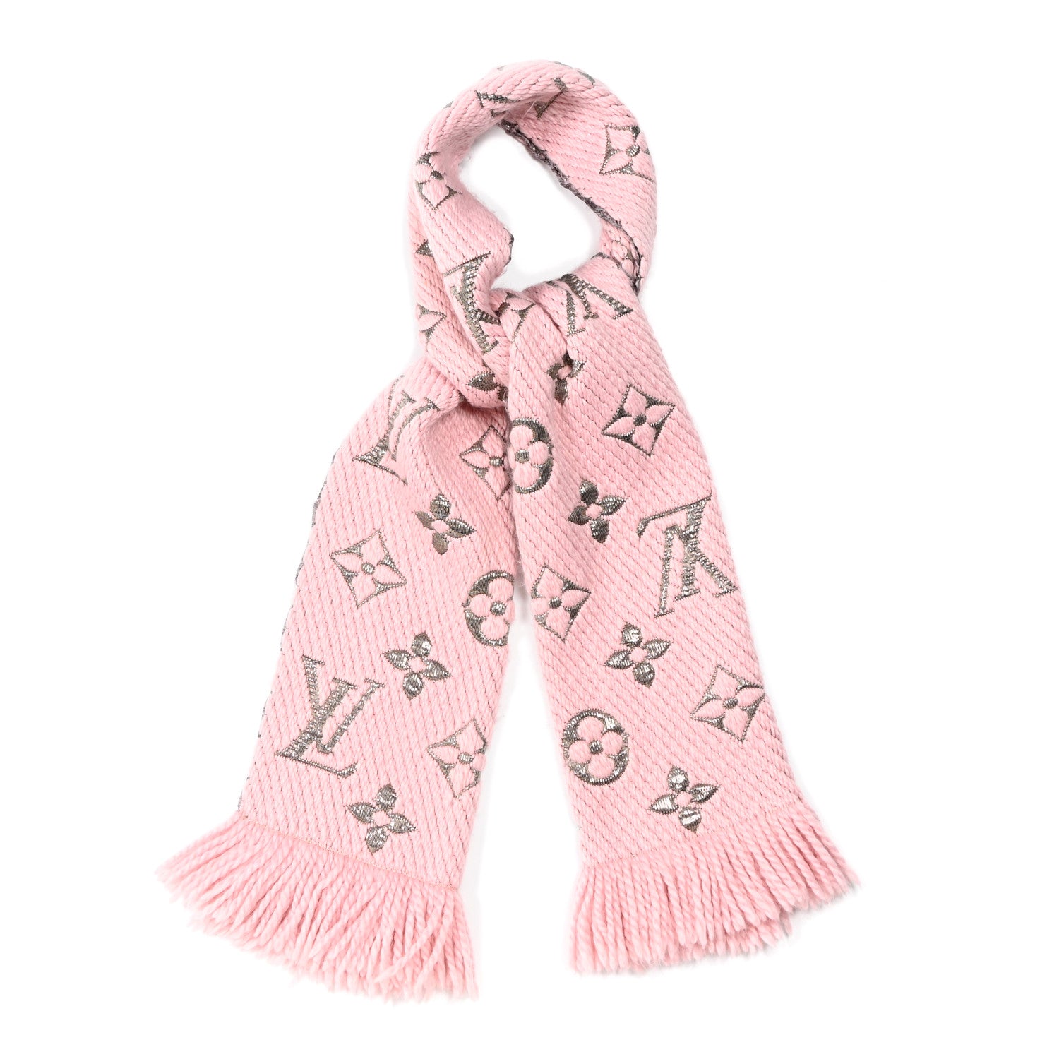 Louis Vuitton Wool Silk Logomania Shine Scarf Pink 1 of 3