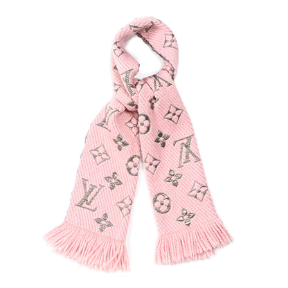 Louis Vuitton Wool Silk Logomania Shine Scarf Pink 1 of 3
