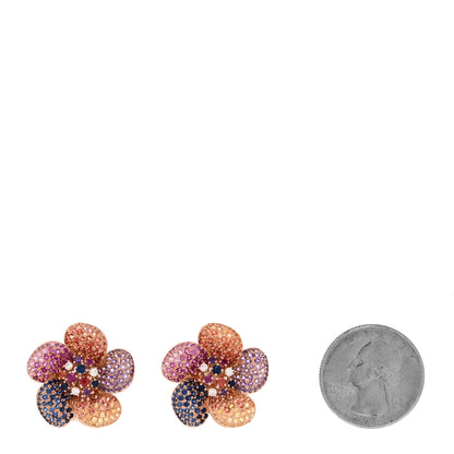 Parker & West by FASHIONPHILE 18K Rose Gold Diamond Rainbow Sapphire Flower Earrings 2 of 5