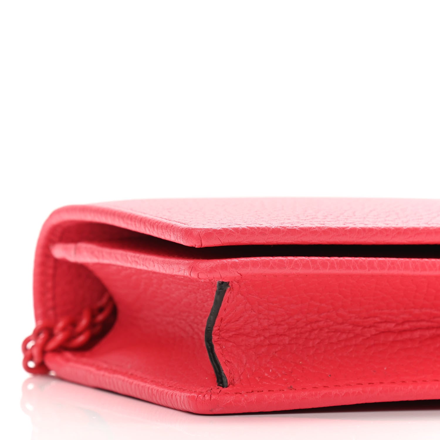 Gucci Dollar Calfskin Enamel Monochrome Mini GG Marmont Chain Wallet Runway Coral 5 of 10