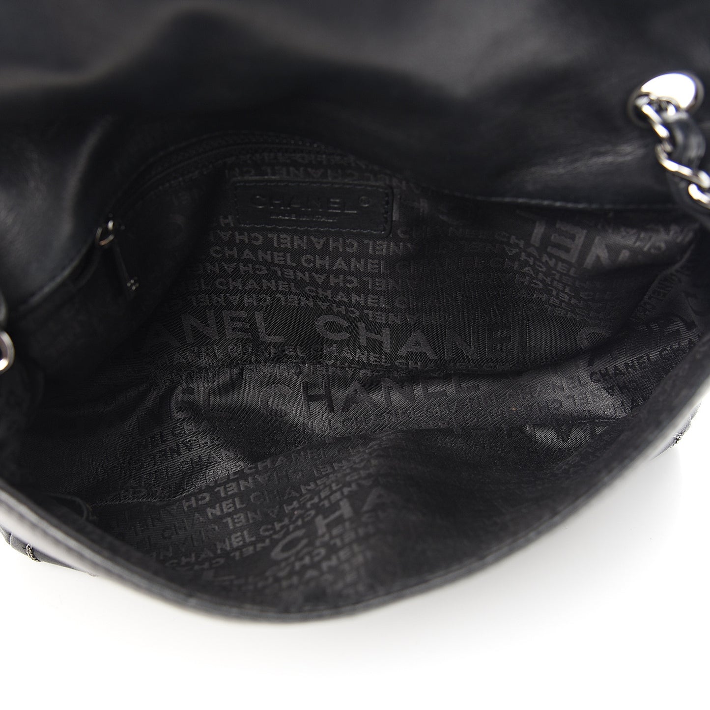 Lambskin Chain Single Flap Black