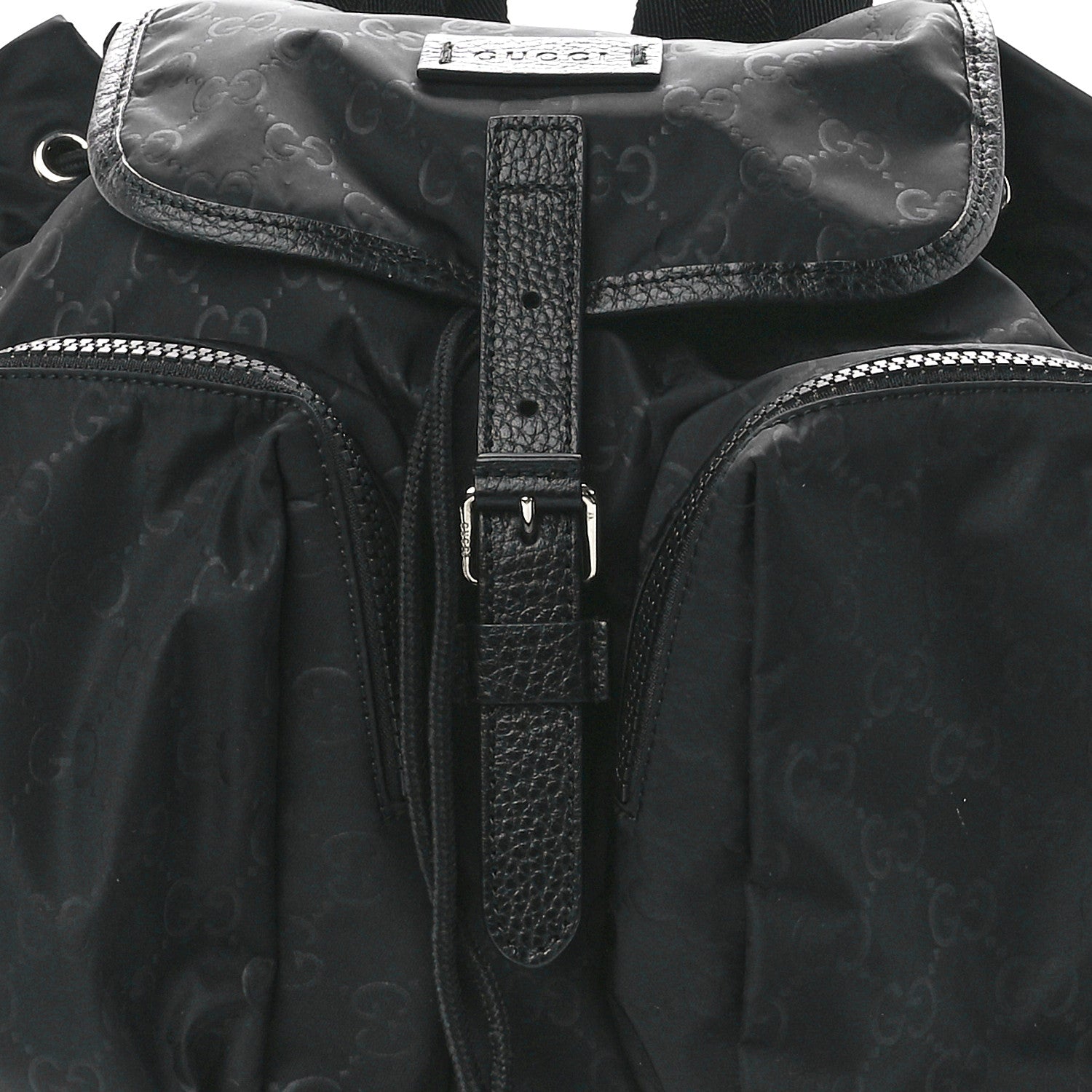 Gucci Nylon Monogram Medium Light Single Buckle Backpack Black 9 of 12