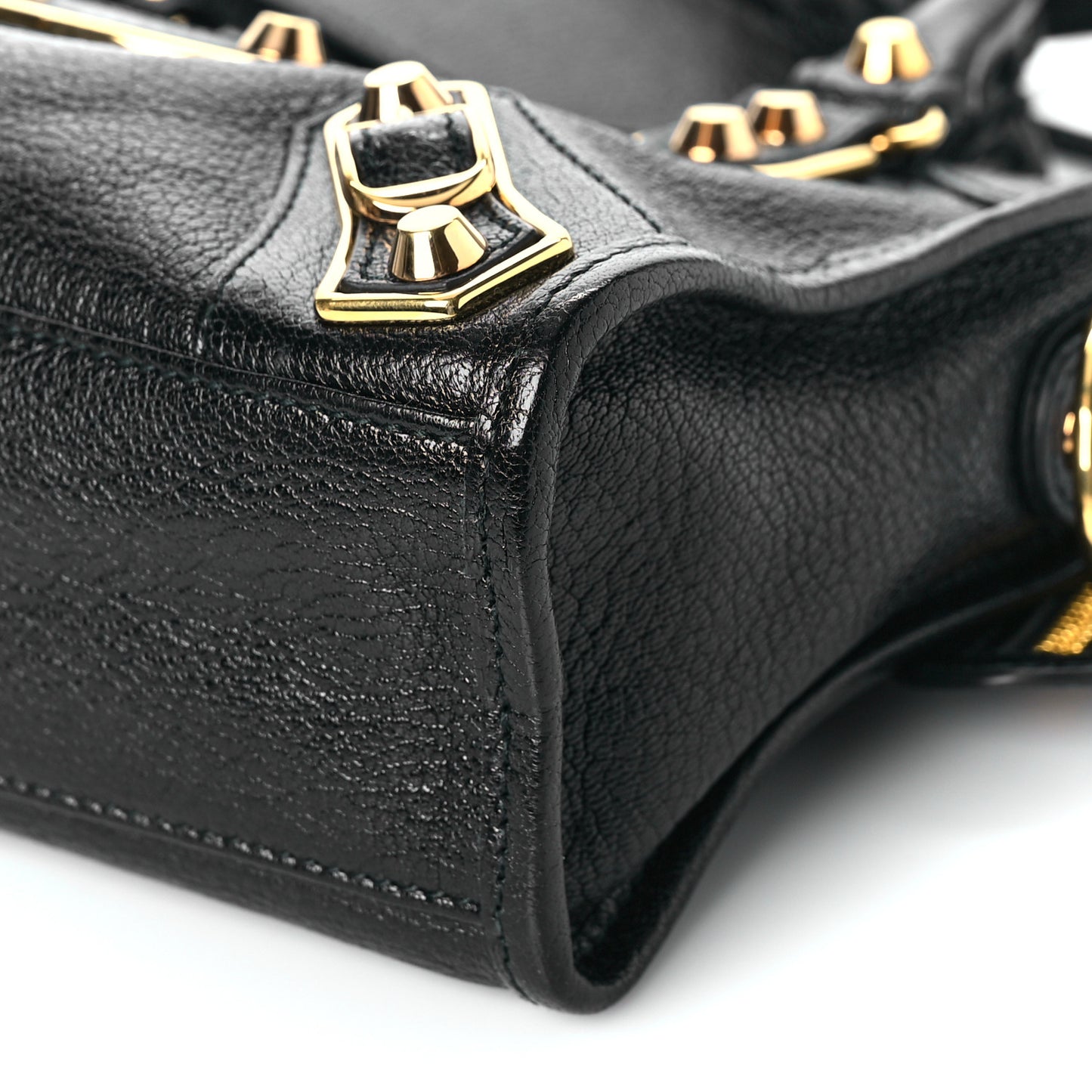 Chevre Gold Metallic Edge Hardware Mini City Black